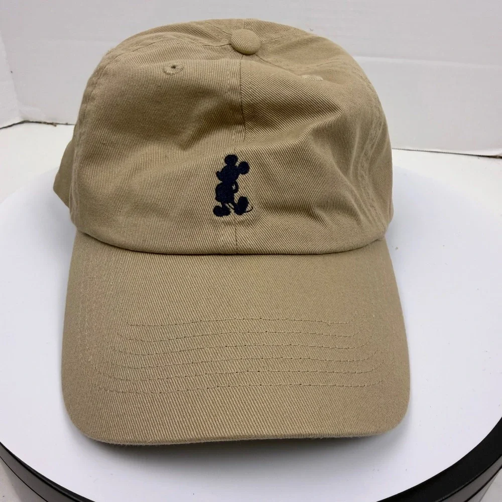 Disney Parks Mickey Mouse Silhouette Khaki Tan Baseball Cap Dad Hat Adjustable